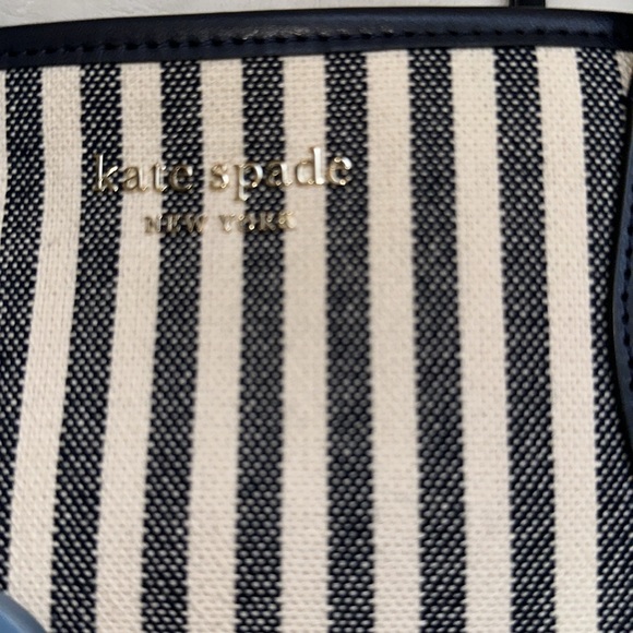 Kate spade navy and cream striped canvas bag - Picture 3 of 17